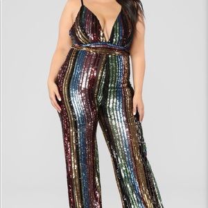 Fashion Nova Sequins Jumpsuit ( Adjustable Straps)